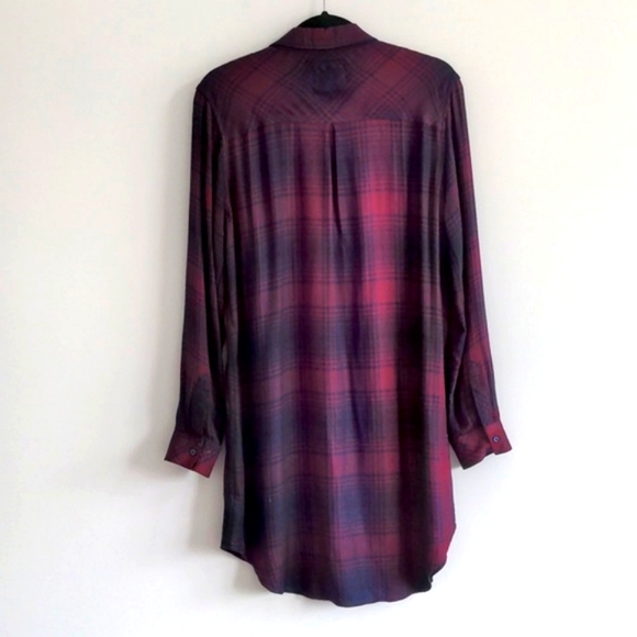 RAILS | Bianca Shirt Dress Plaid Long Sleeves Button Up, Currant Navy, Womens M - Picture 3 of 15